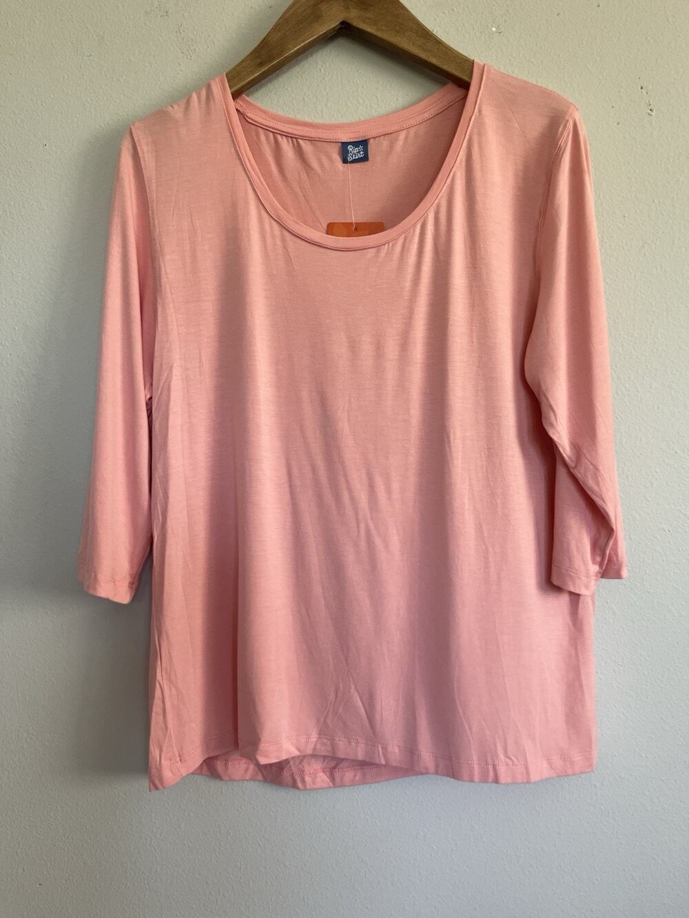 Ripskirt T-Shirt Sz L Peony Pink 3/4 Sleeve Modal Stretch Coastal Resort Travel